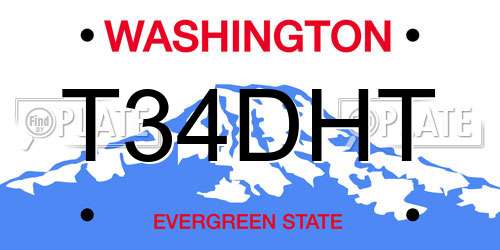 T34DHT Washington License Plate