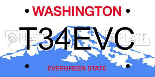 T34EVC Washington License Plate