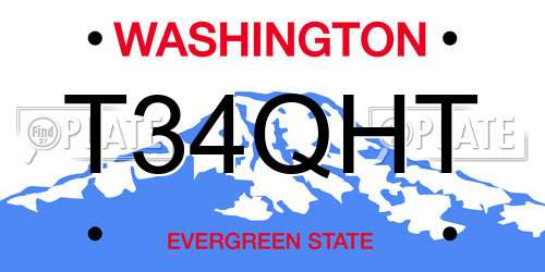 T34QHT Washington License Plate