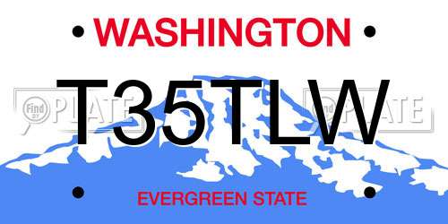 T35TLW Washington License Plate