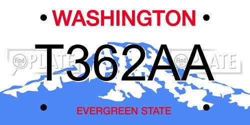 T362AA Washington License Plate