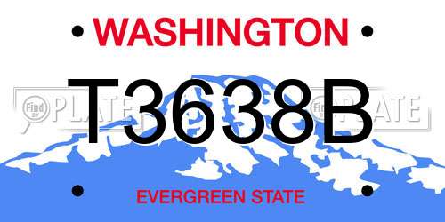 T3638B Washington License Plate
