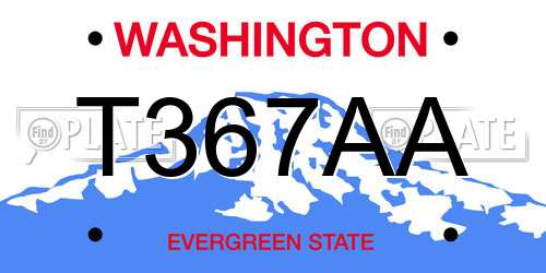 T367AA Washington License Plate