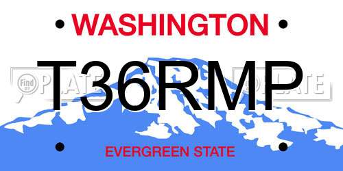 T36RMP Washington License Plate