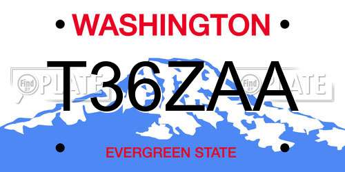 T36ZAA Washington License Plate