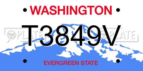 T3849V Washington License Plate