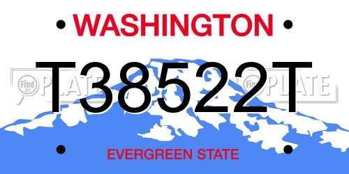 T38522T Washington License Plate