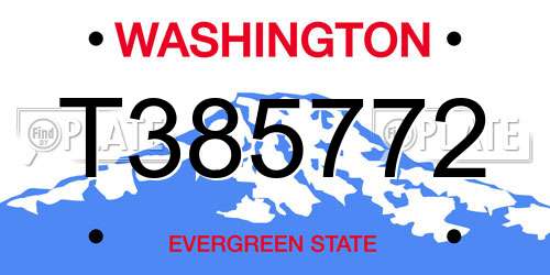 T385772 Washington License Plate