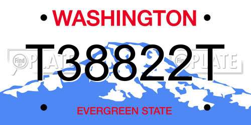T38822T Washington License Plate