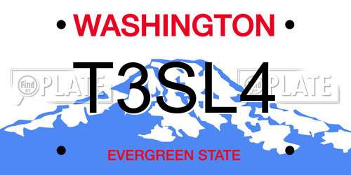 T3SL4 Washington License Plate