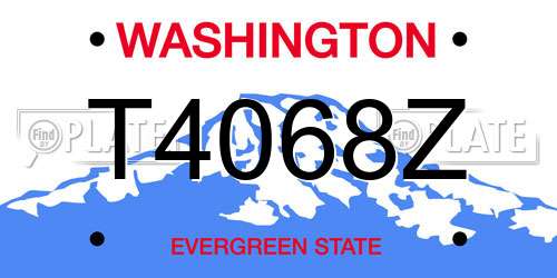T4068Z Washington License Plate