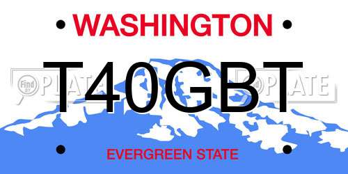 T40GBT Washington License Plate