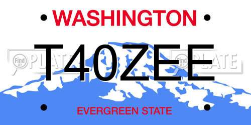 T40ZEE Washington License Plate