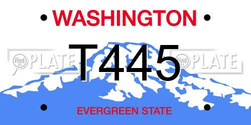 T445 Washington License Plate