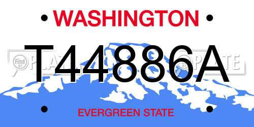 T44886A Washington License Plate