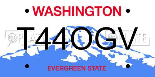 T44OGV Washington License Plate
