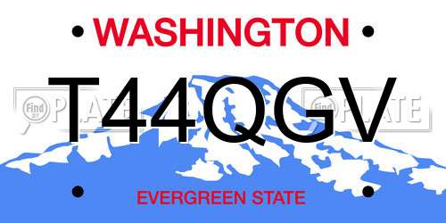 T44QGV Washington License Plate