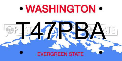 T47PBA Washington License Plate