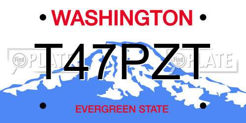 T47PZT Washington License Plate
