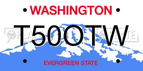 T50OTW Washington License Plate