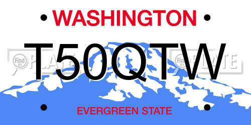 T50QTW Washington License Plate