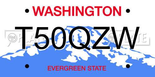 T50QZW Washington License Plate