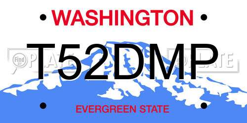 T52DMP Washington License Plate