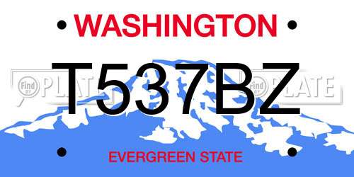 T537BZ Washington License Plate