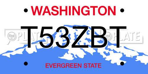 T53ZBT Washington License Plate
