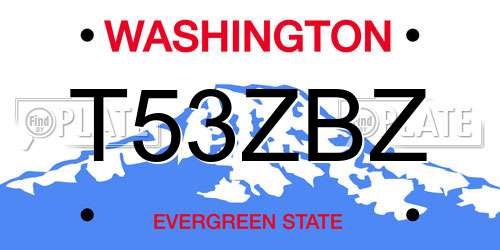 T53ZBZ Washington License Plate
