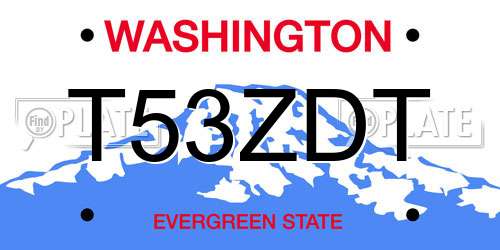 T53ZDT Washington License Plate