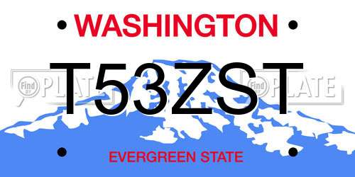 T53ZST Washington License Plate