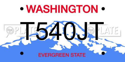 T540JT Washington License Plate
