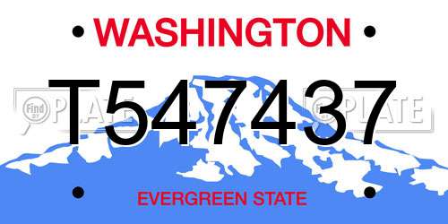 T547437 Washington License Plate