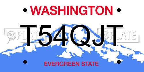 T54QJT Washington License Plate