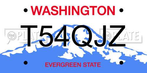 T54QJZ Washington License Plate