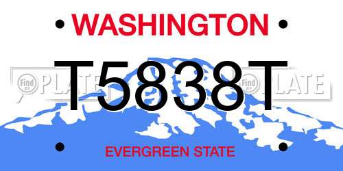 T5838T Washington License Plate
