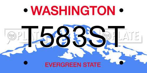 T583ST Washington License Plate