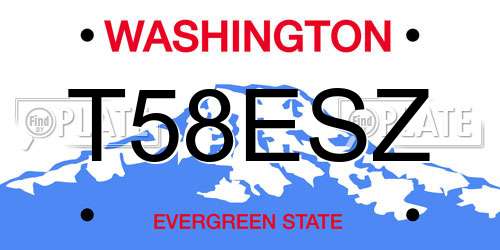 T58ESZ Washington License Plate