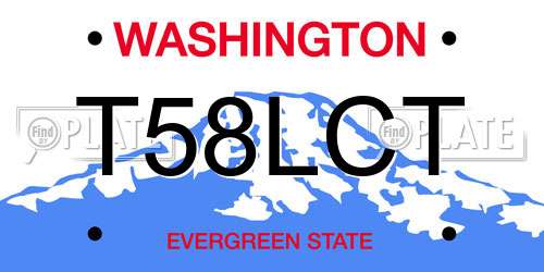 T58LCT Washington License Plate