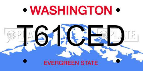T61CED Washington License Plate