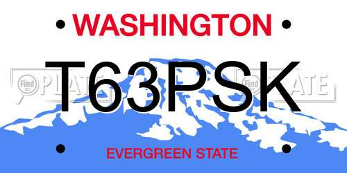 T63PSK Washington License Plate