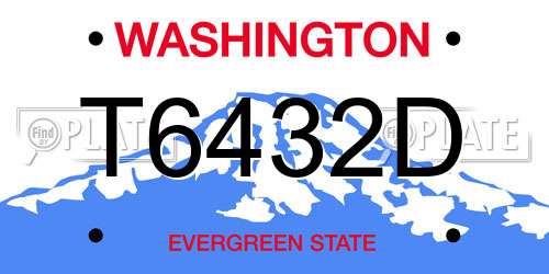 T6432D Washington License Plate