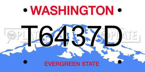 T6437D Washington License Plate