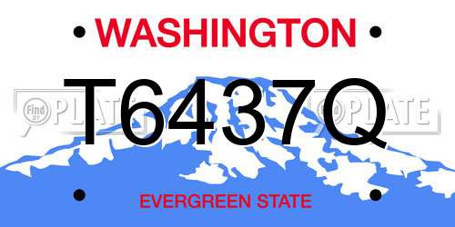 T6437Q Washington License Plate