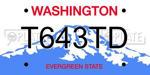 T643TD Washington License Plate