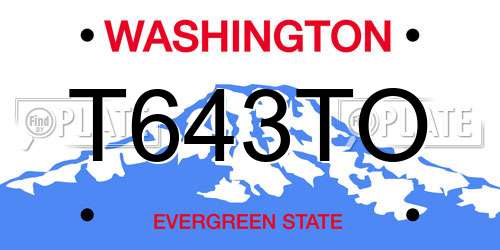 T643TO Washington License Plate