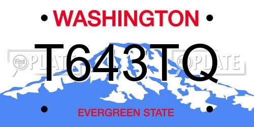 T643TQ Washington License Plate