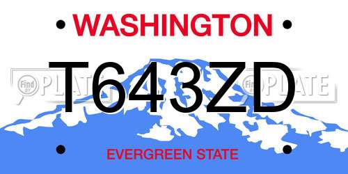 T643ZD Washington License Plate