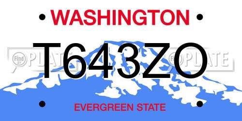 T643ZO Washington License Plate
